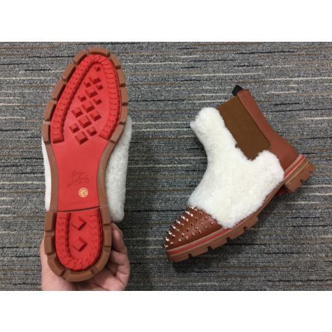 CL Men Melon Spikes Boots Wool and Calf Leather Brown