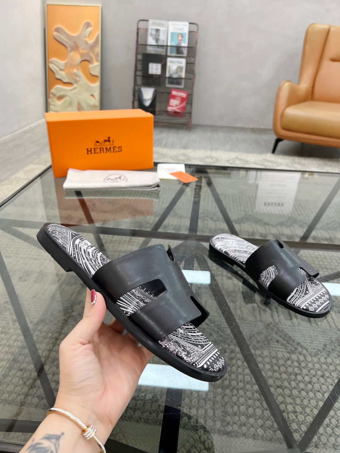 HM Men's Slides Calfskin 544610
