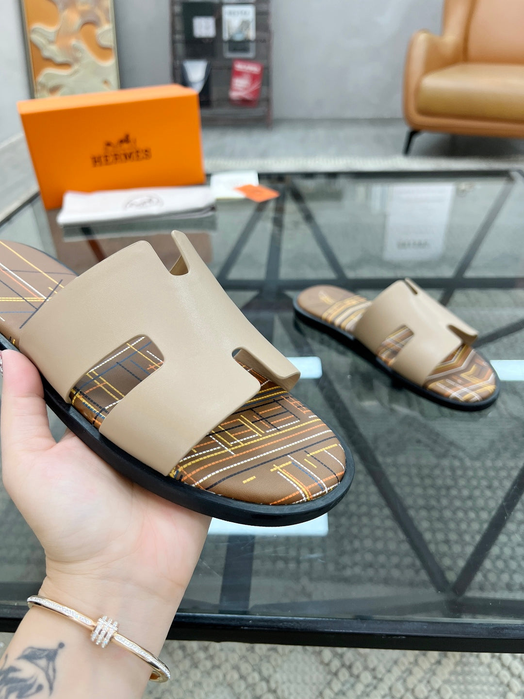 HM Men's Slides Calfskin 544622
