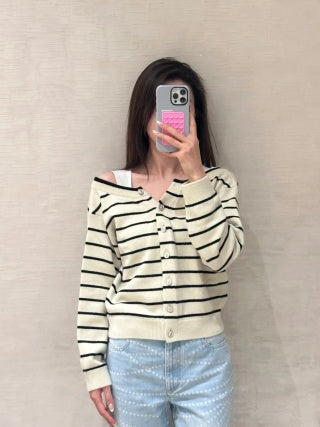 CC 25 Striped Cardigan Cashmere