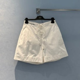 CD 25 Waistband-tie Short White Cotton