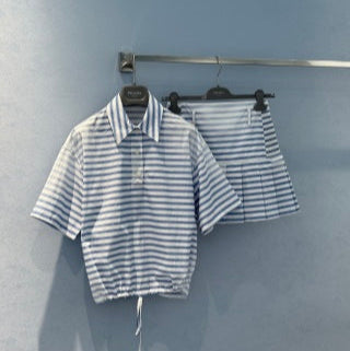 Prada 25 Striped Set Blue mix White Cotton