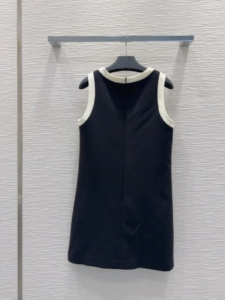 Prada 25 Sleeveless Dress Black and White Polyester