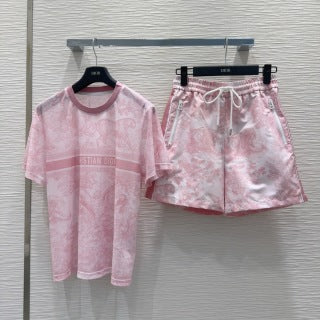 CD 25 Short Sleeve Clothing Set Pink Polyester