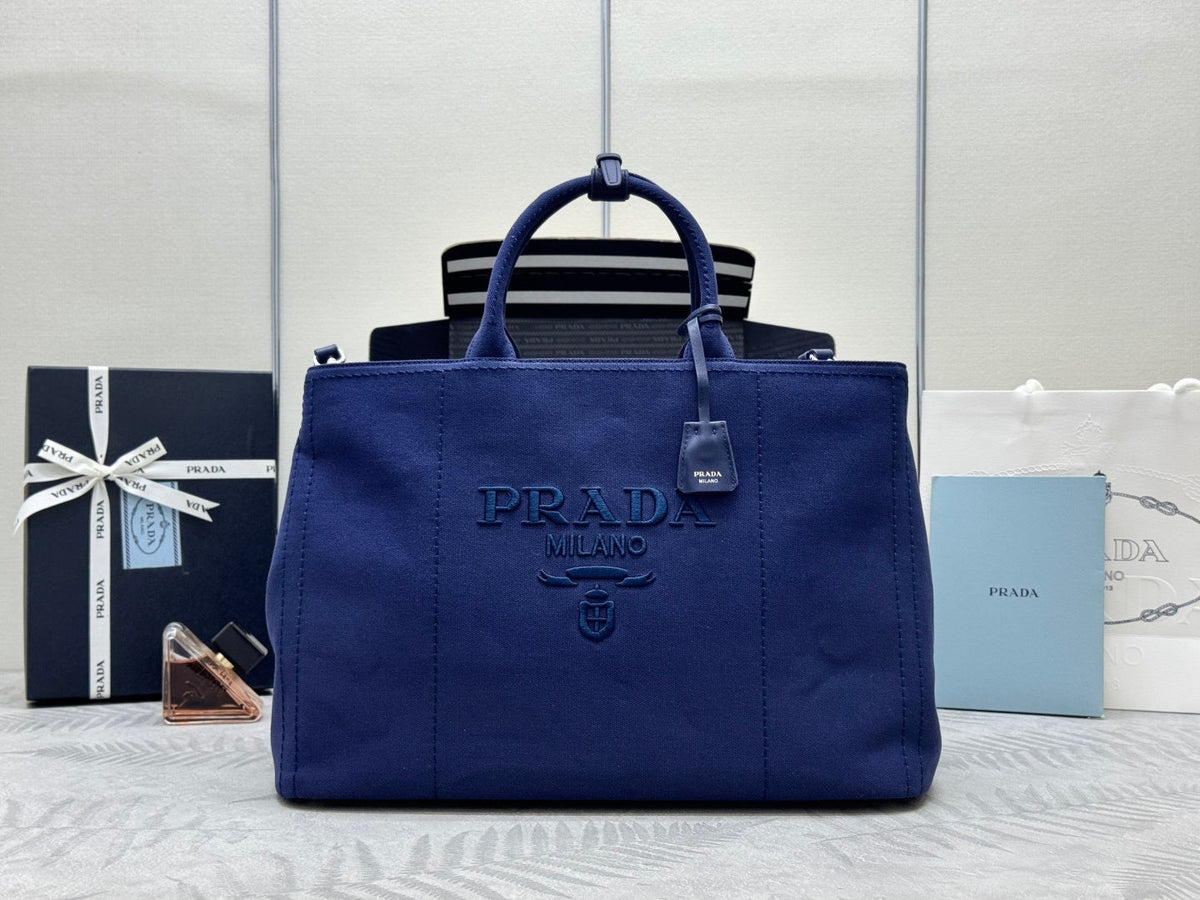 Prada 2026 Jardinière Tote Bag 43cm Cotton Canvas