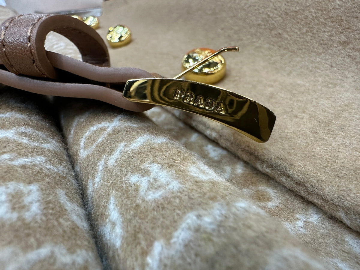 Prada 25 Mid-length Coat Camel Wool 637360