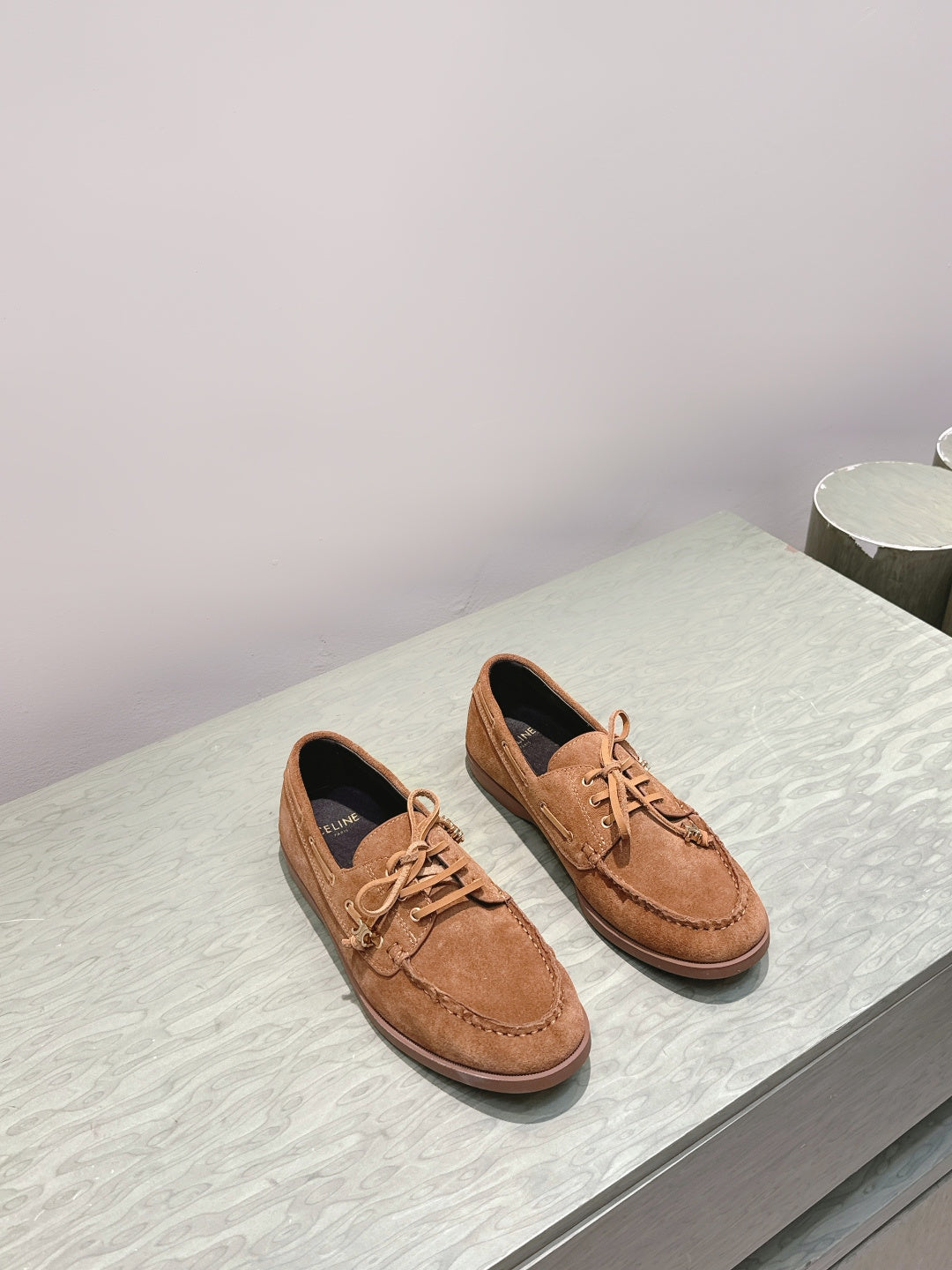 Celine 2026 Lace-Up Loafers Suede Leather 654890