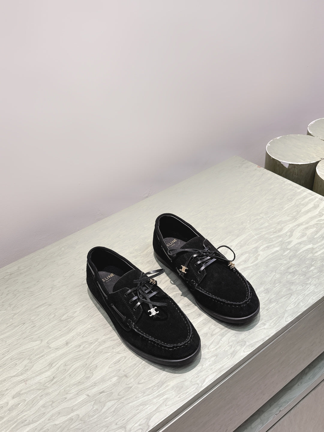 Celine 2026 Lace-Up Loafers Suede Leather 654890