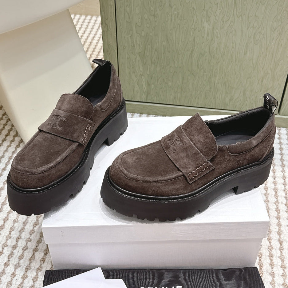 Celine 2026 Triomphe Loafers Suede Calfskin 654897