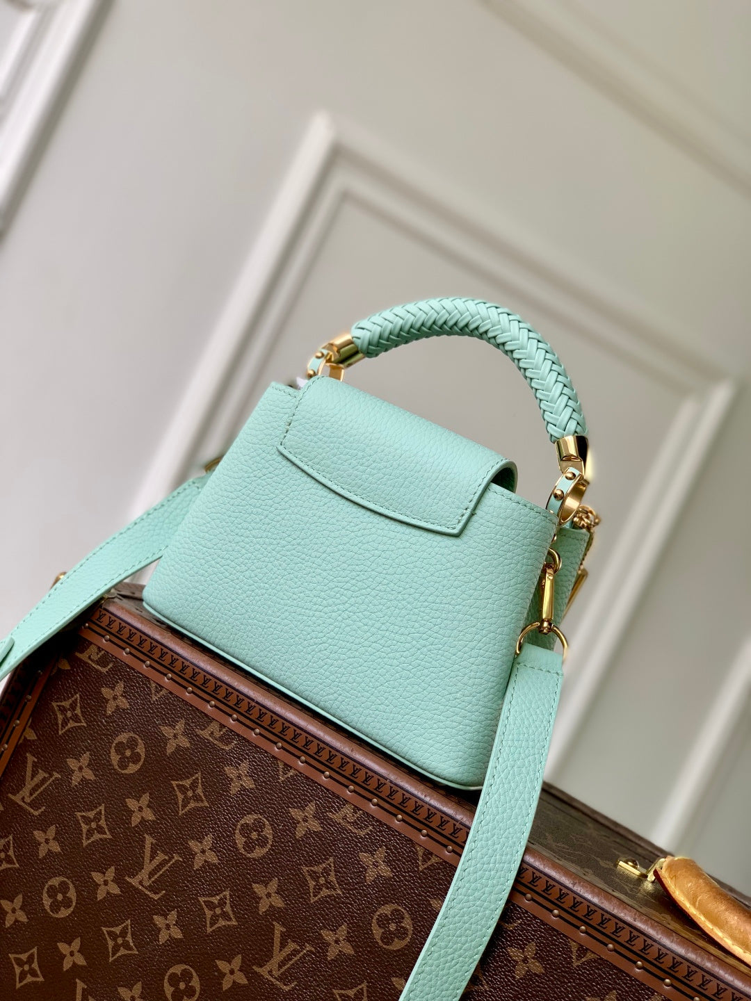 LV 2025  Capucines BB Bag Mint Green Taurillon Leather 347420