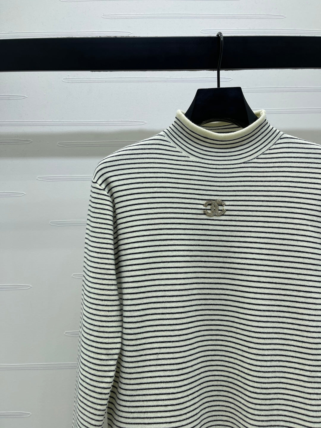 Chanel 2026 Striped Turtleneck Long Sleeve Sweater Wool