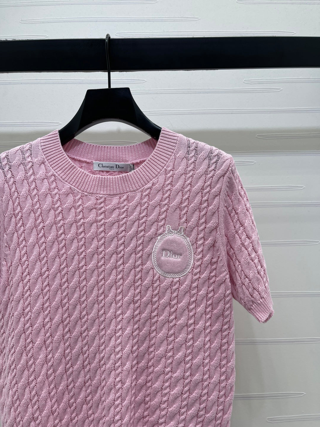 Dior 2026 Crew Neck Cable Knit Short-Sleeve T-Shirt Wool
