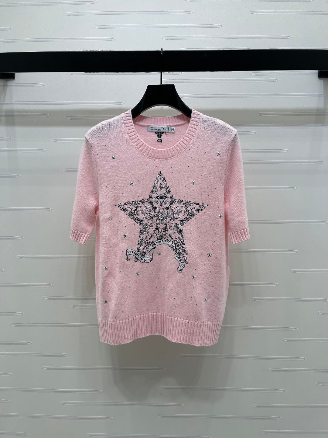 Dior 2026 Rhinestone Star Short-Sleeve Shirt Wool