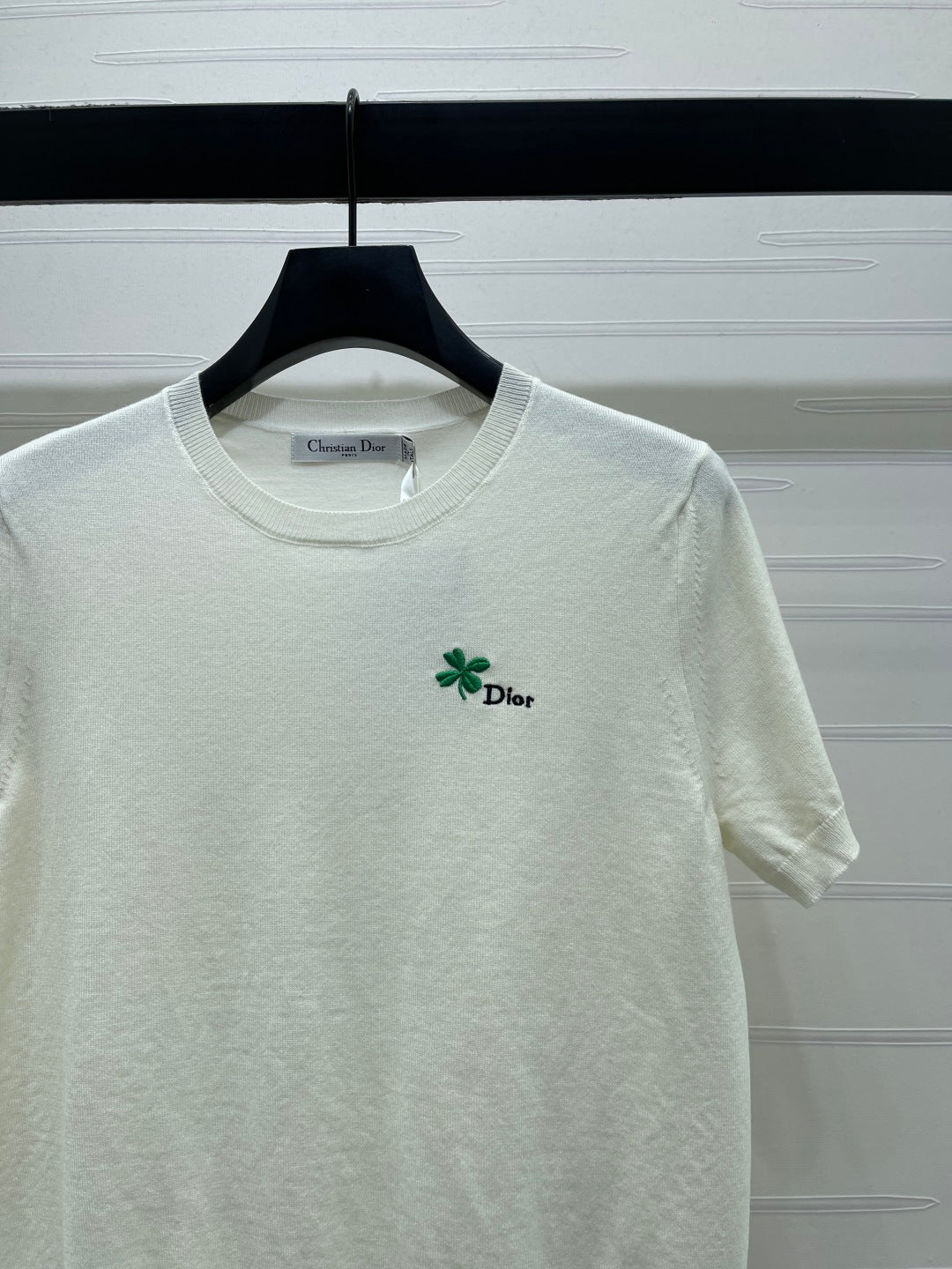 Dior 2026 Crew Neck Knit Short-Sleeve Shirt with Logo Wool