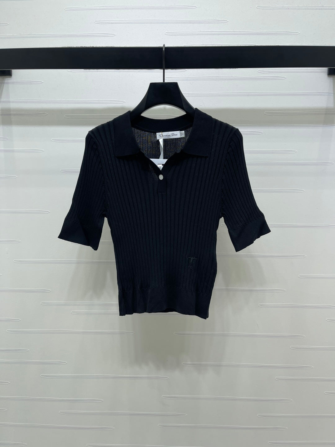 Dior 2026 Slim Fit Collared Knit Short-Sleeve Shirt Wool