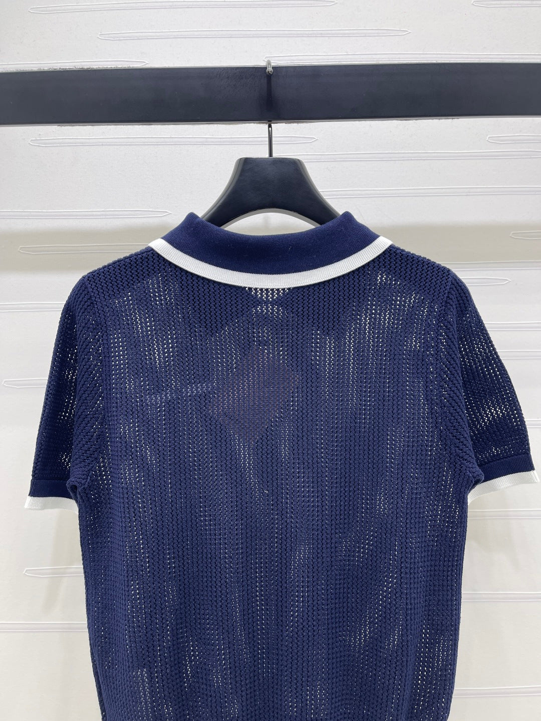Miumiu 2026 Hollow-out Collar Knit Short-sleeved Top Wool Cashmere