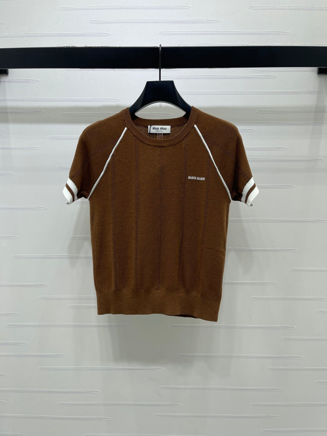 Miumiu 2026 T-shirt White Blue Brown Wool