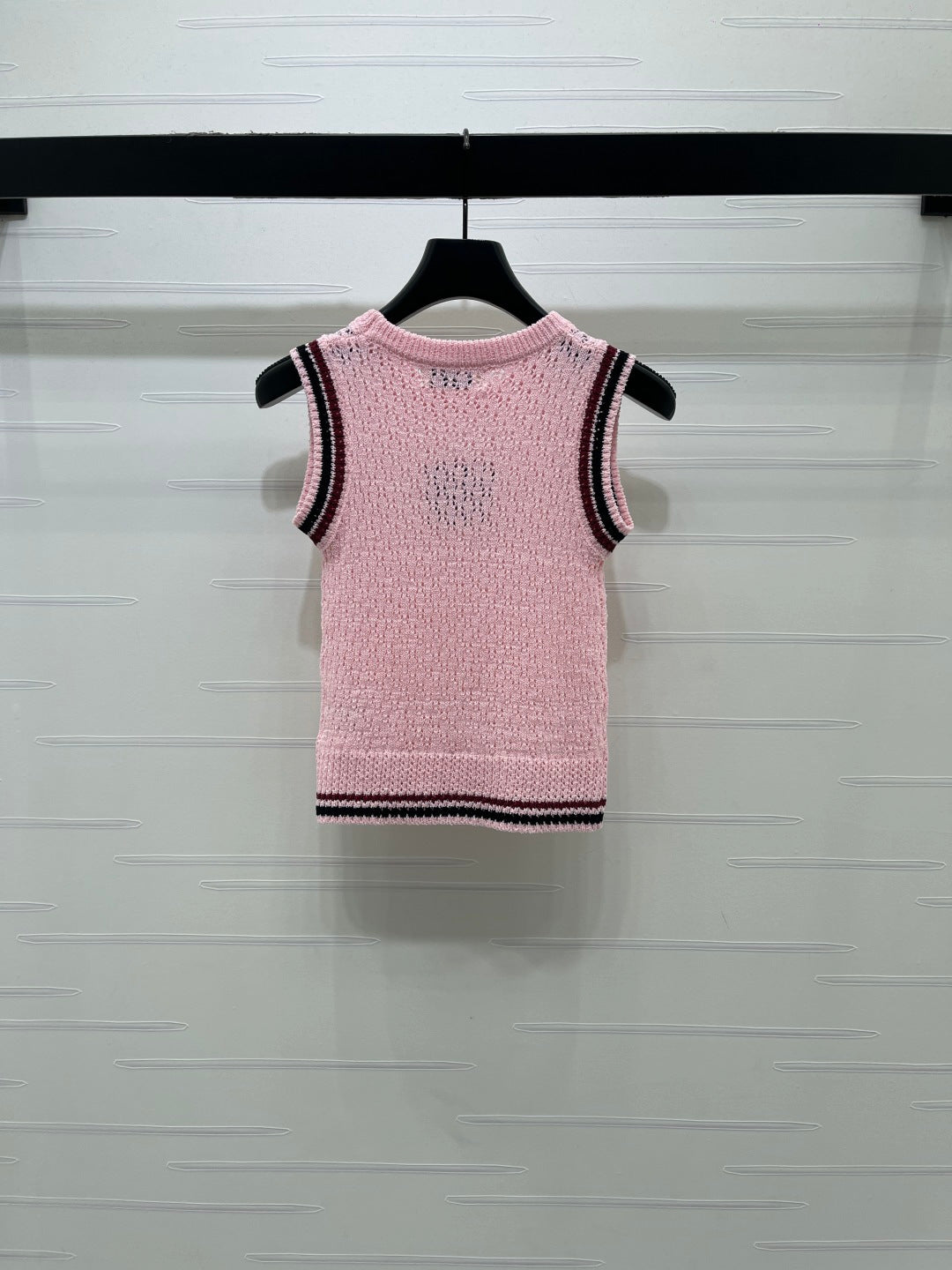 Miumiu 2026 Hollow Vest Black White Pink Wool
