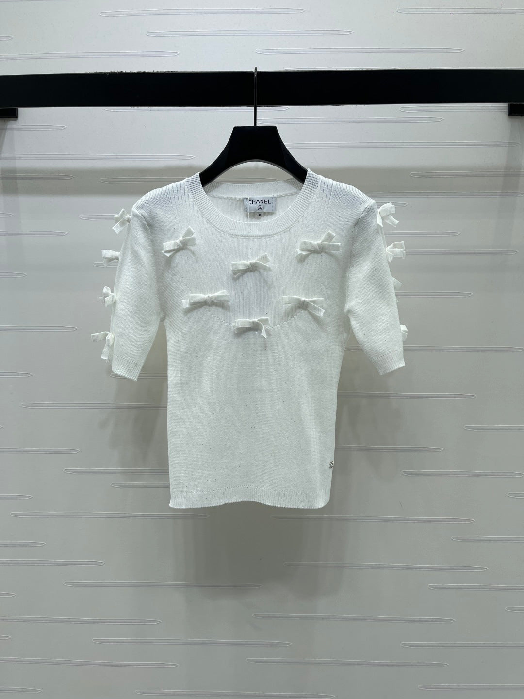 Chanel 2026 Bow T-shirt Black and White Wool Nylon 136350