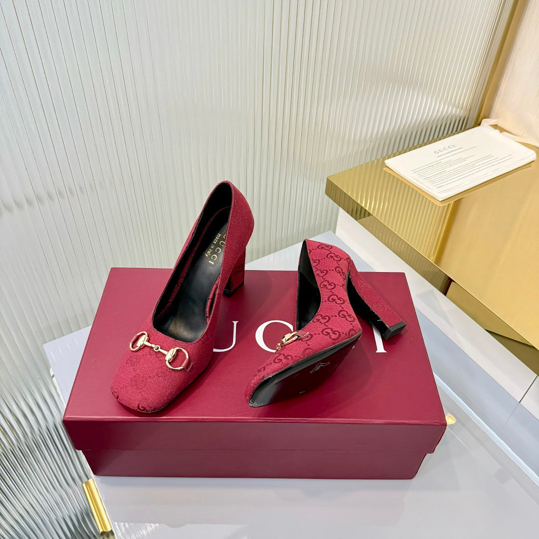 Gucci 2026 Horsebit Iconic Pumps Canvas 928276