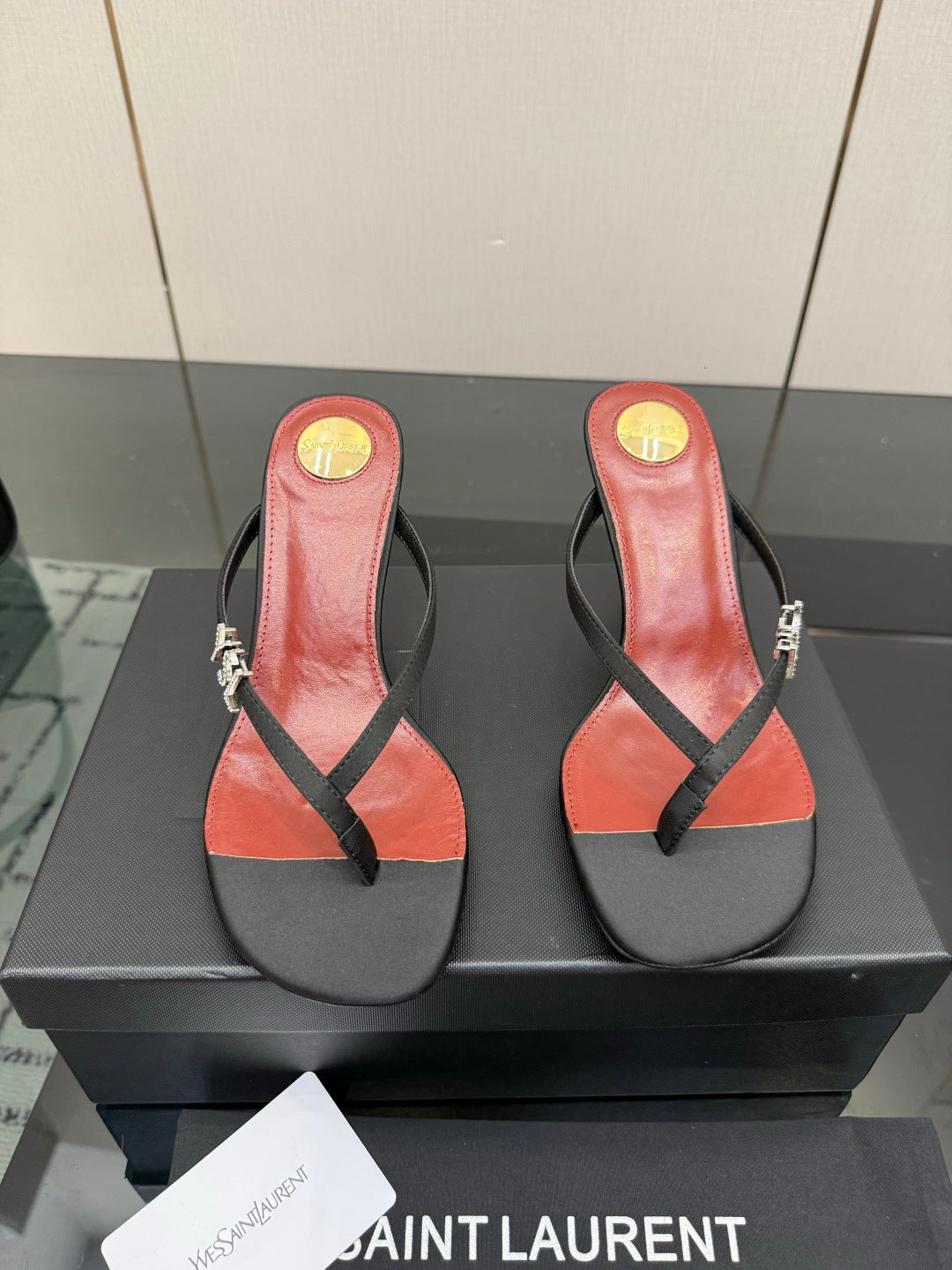 YSL 2026 Jerry Thong Sandals 50mm Satin Leather 791866