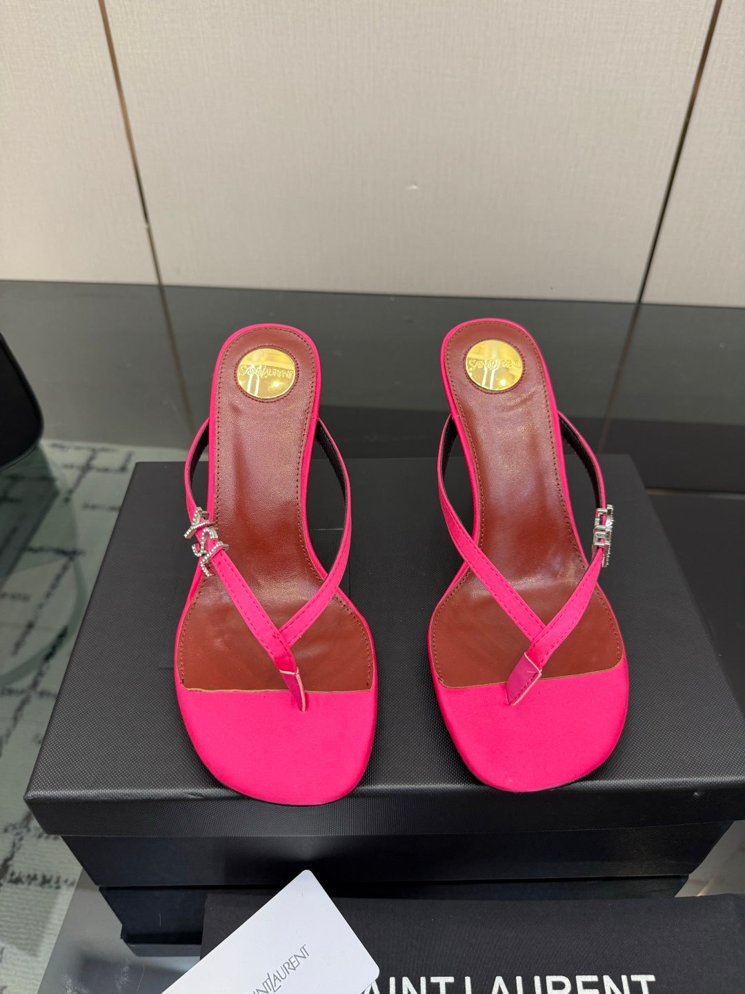 YSL 2026 Jerry Thong Sandals 50mm Satin Leather 791866