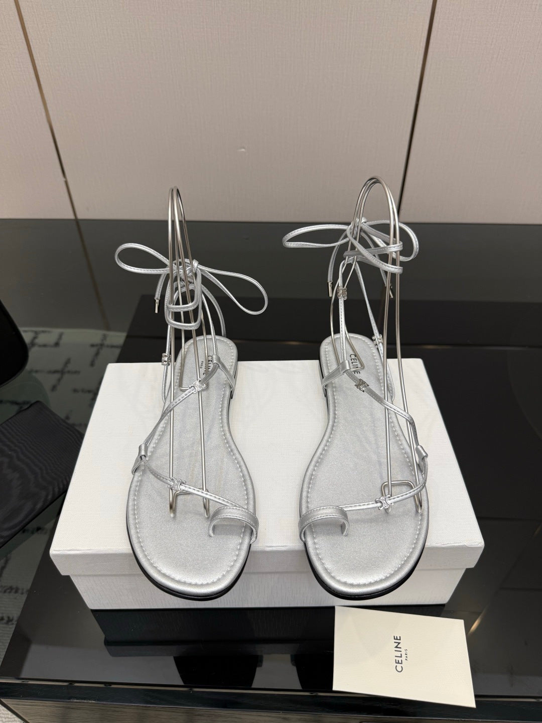 Celine 26 Flat Sole Sandals Lace-Up Leather 791823
