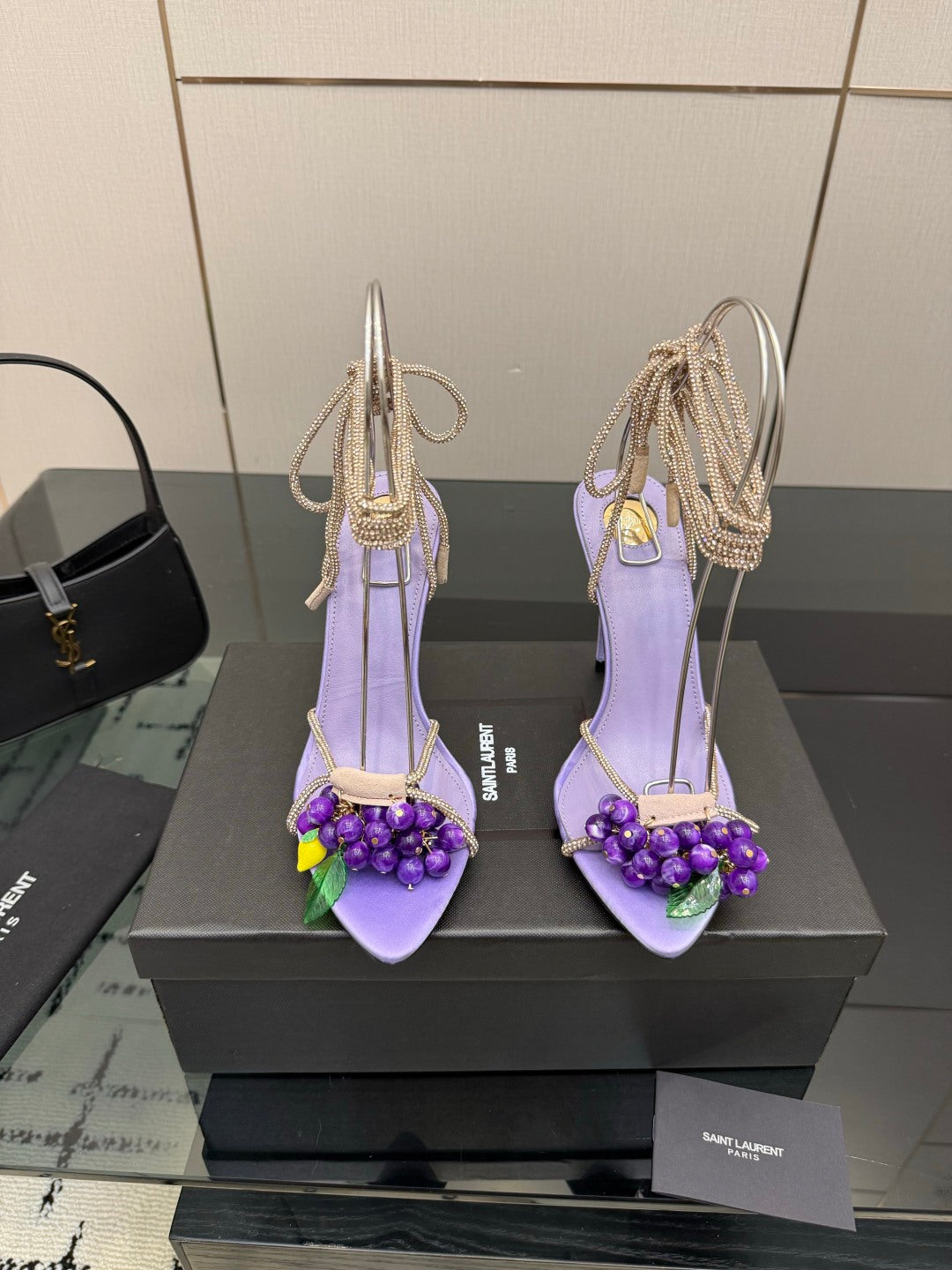 YSL 2026 High Heels Sandals 90mm Satin Crystal 791887