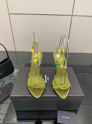 YSL 2026 High Heels Sandals 90mm Lemon-Embellished 791889