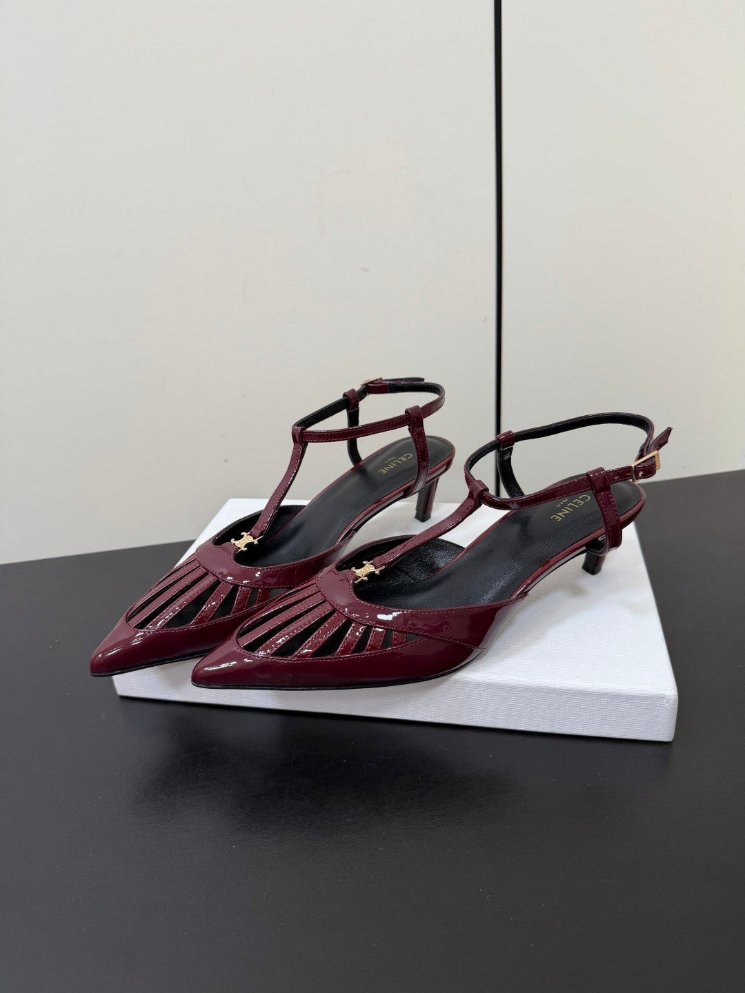 Celine 2026 Kitten Sandals 50mm Patent Leather 861799