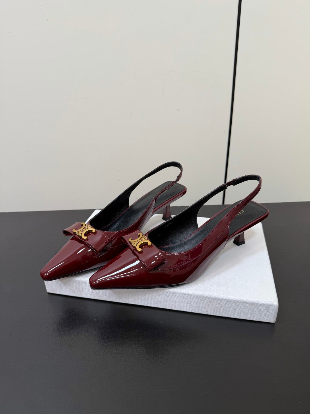 Celine 2026 Signature Slingback 50mm Patent Leather 861799