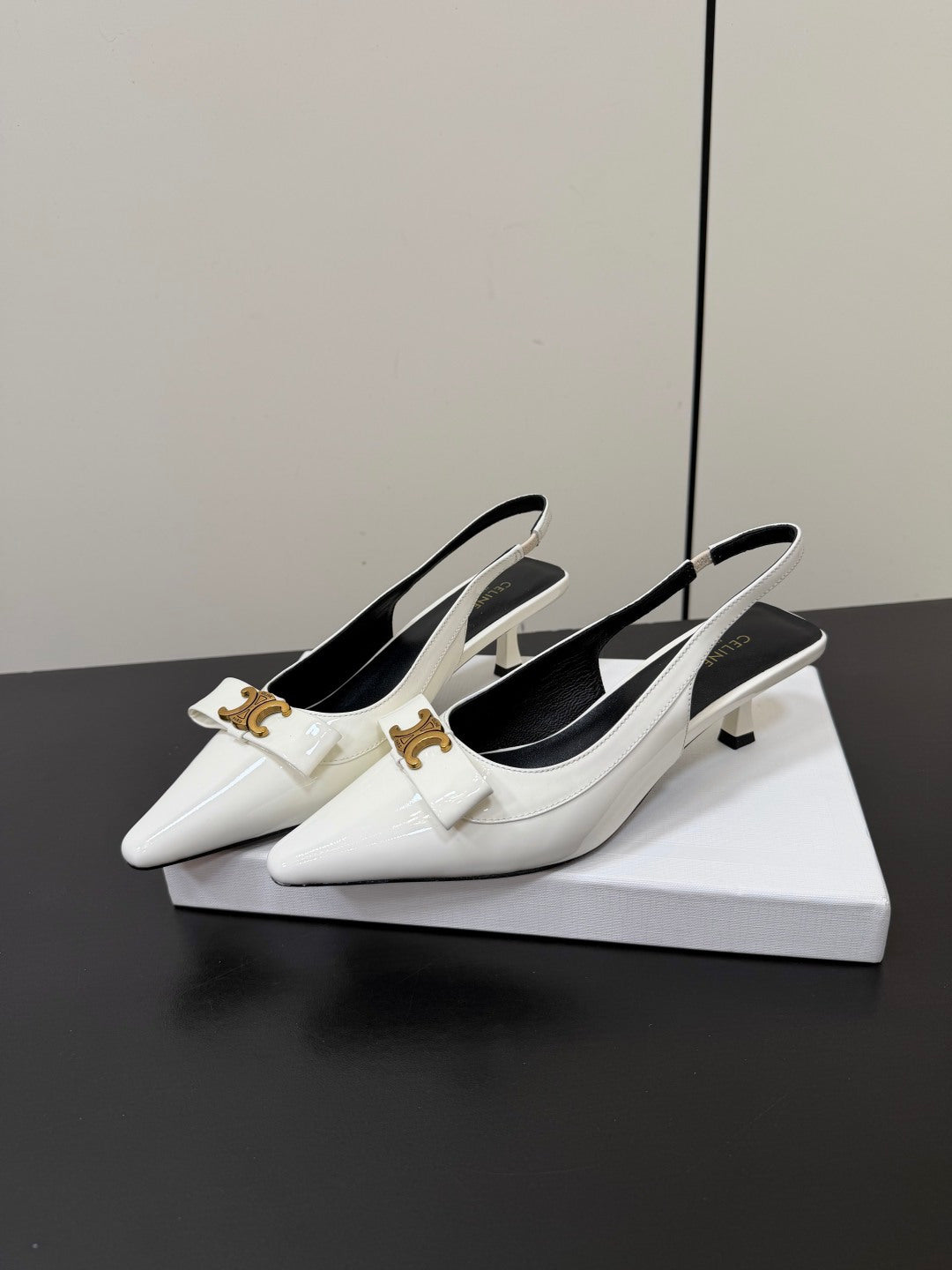 Celine 2026 Signature Slingback 50mm Patent Leather 861799
