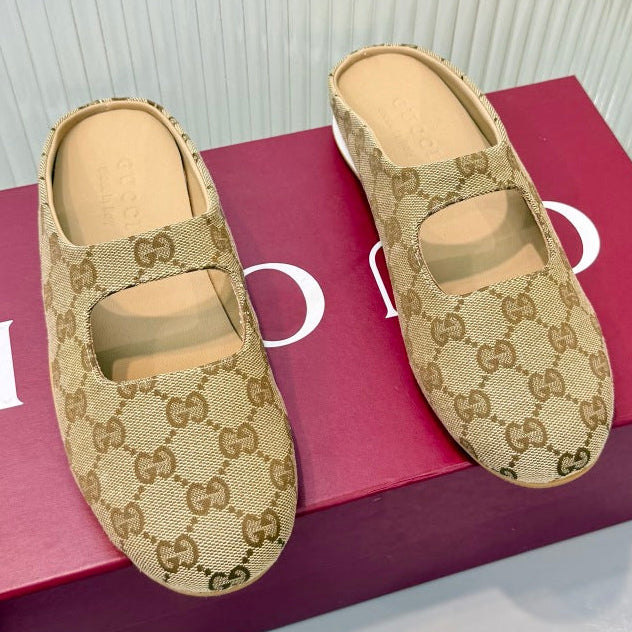 Gucci 2026 GG Monogram Slip-On Mules Canvas Leather 987750