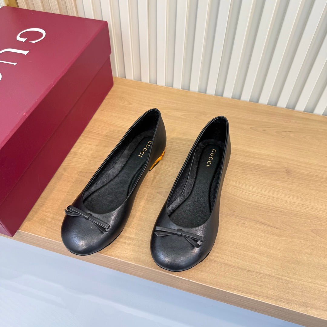 Gucci 2026 Bow Ballet Flats Leather 987801