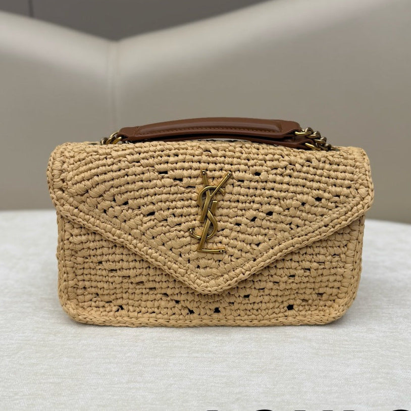 YSL 2026 Loulou Mini Shoulder Bag Raffia