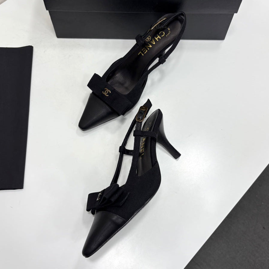 Chanel 2026 Bow Slingback 75mm Canvas Leather Suede 193798
