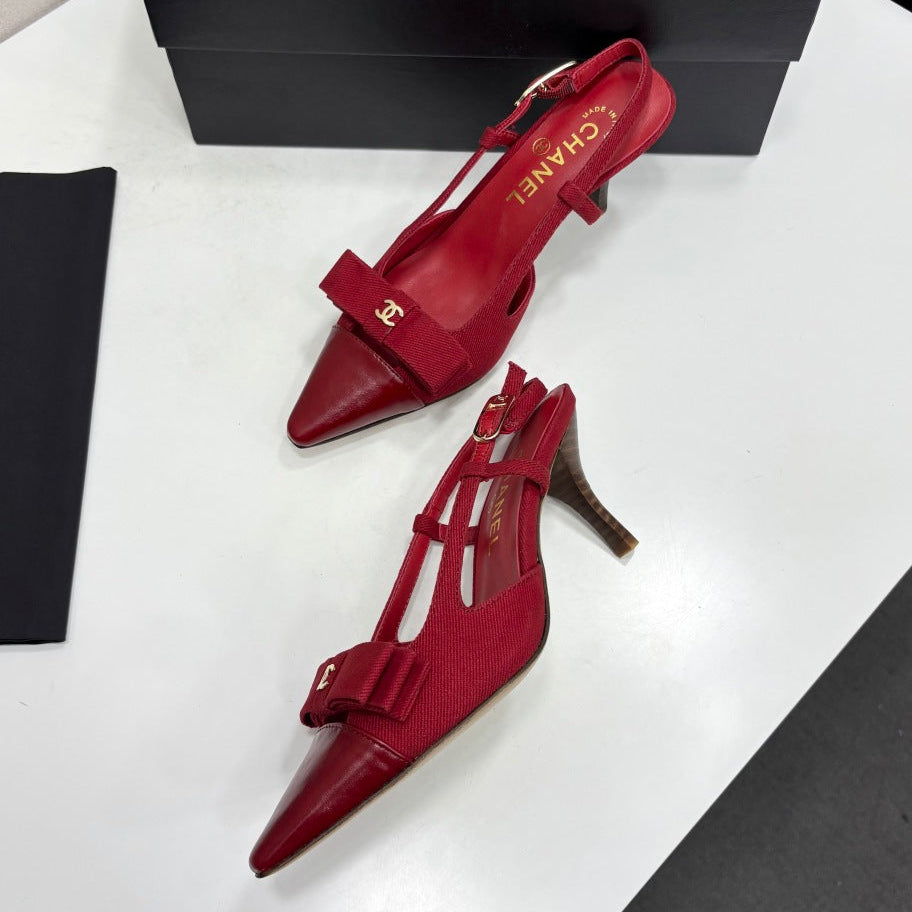 Chanel 2026 Bow Slingback 75mm Canvas Leather Suede 193798