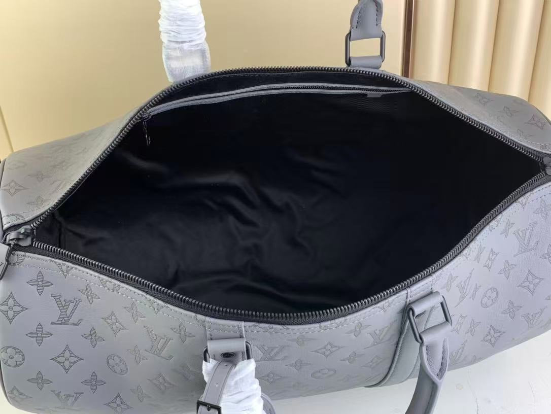 LV  Keepall 50B Anthracite Grey Monogram Shadow Calfskin