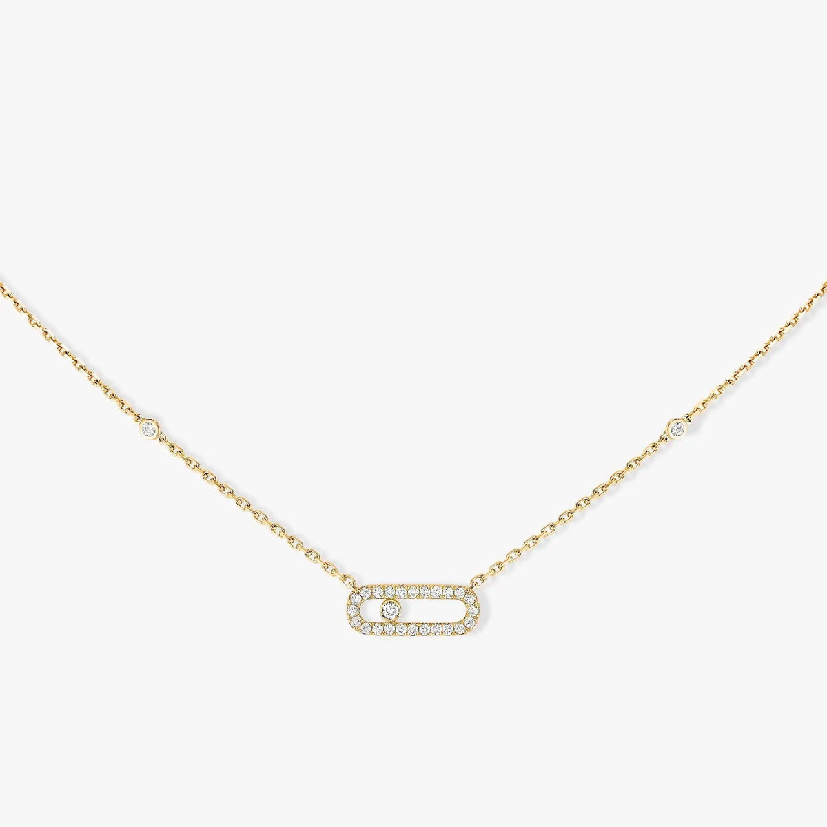 MOVE UNO PAVED SILVER DIAMOND NECKLACE