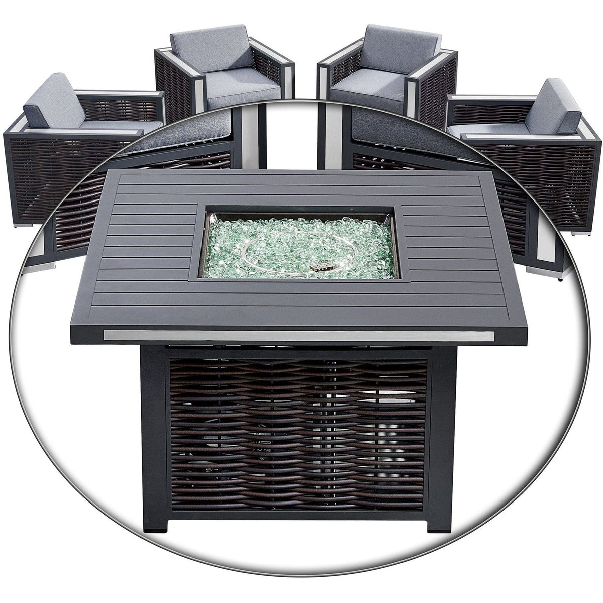DekoLiving COP30902 Avola Outdoor Patio Set & Firepit