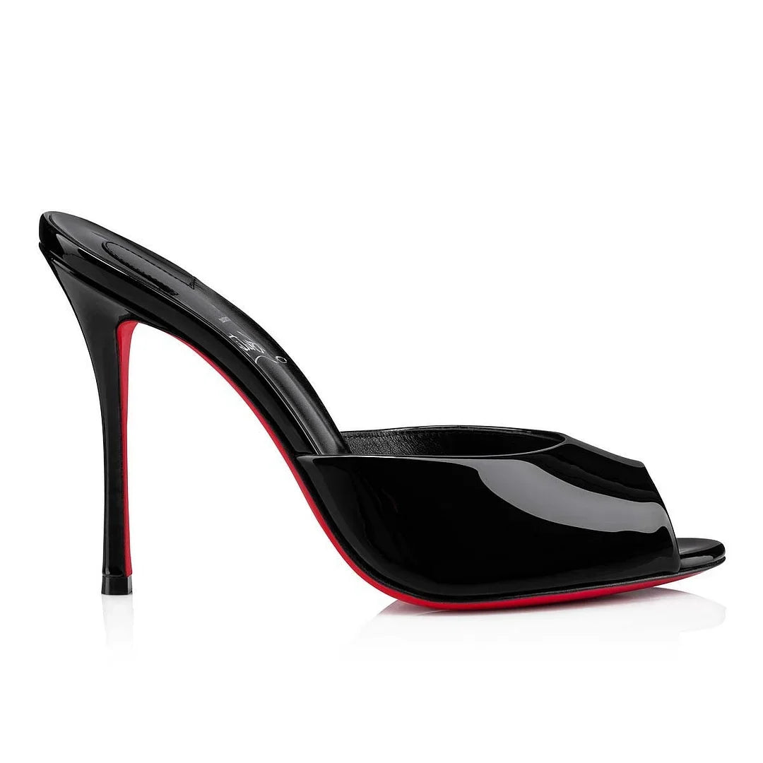 CL 26ss High Heel Mules 100 Black Patent Leather