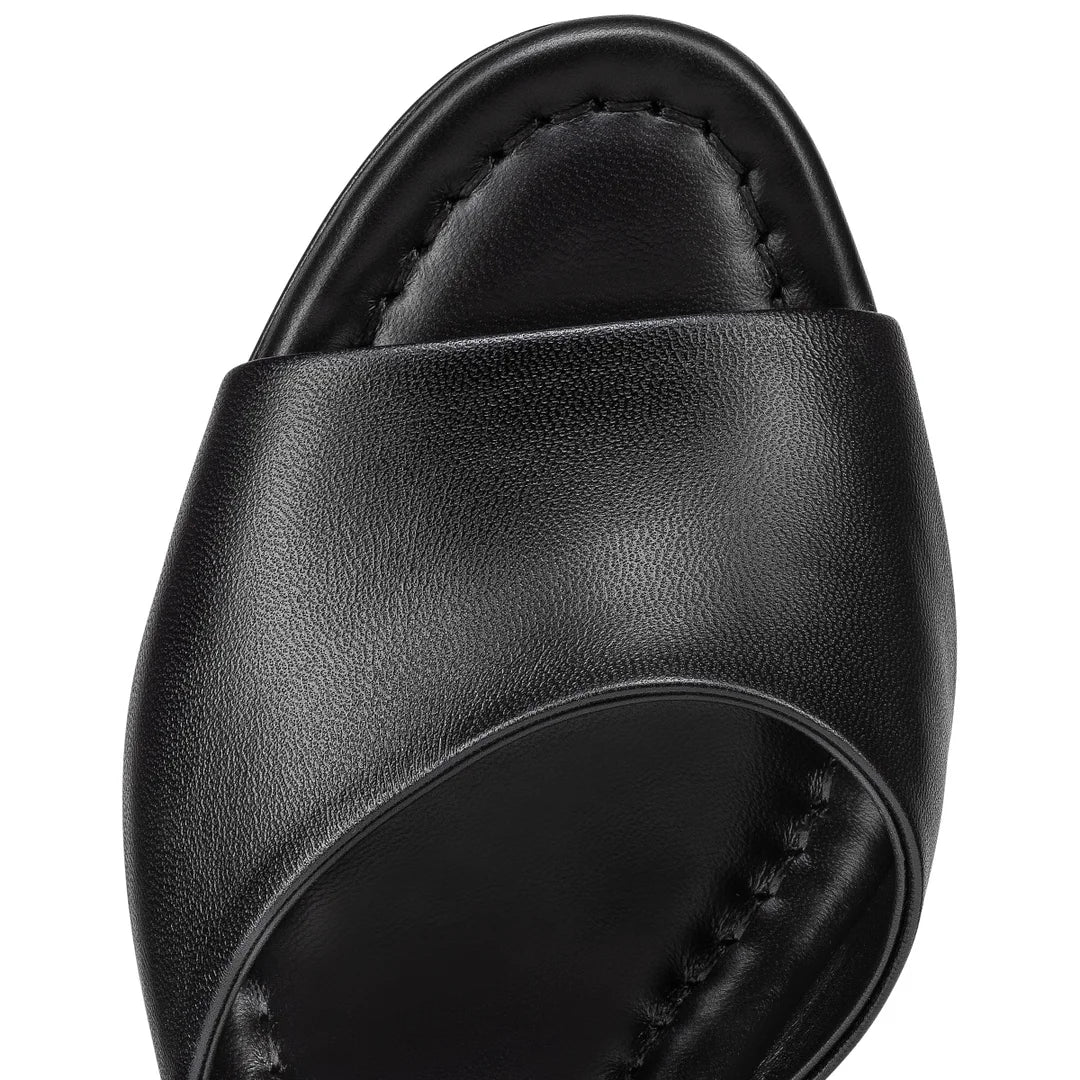 CL 26ss Square High Heel Slippers 55 Black Sheepskin