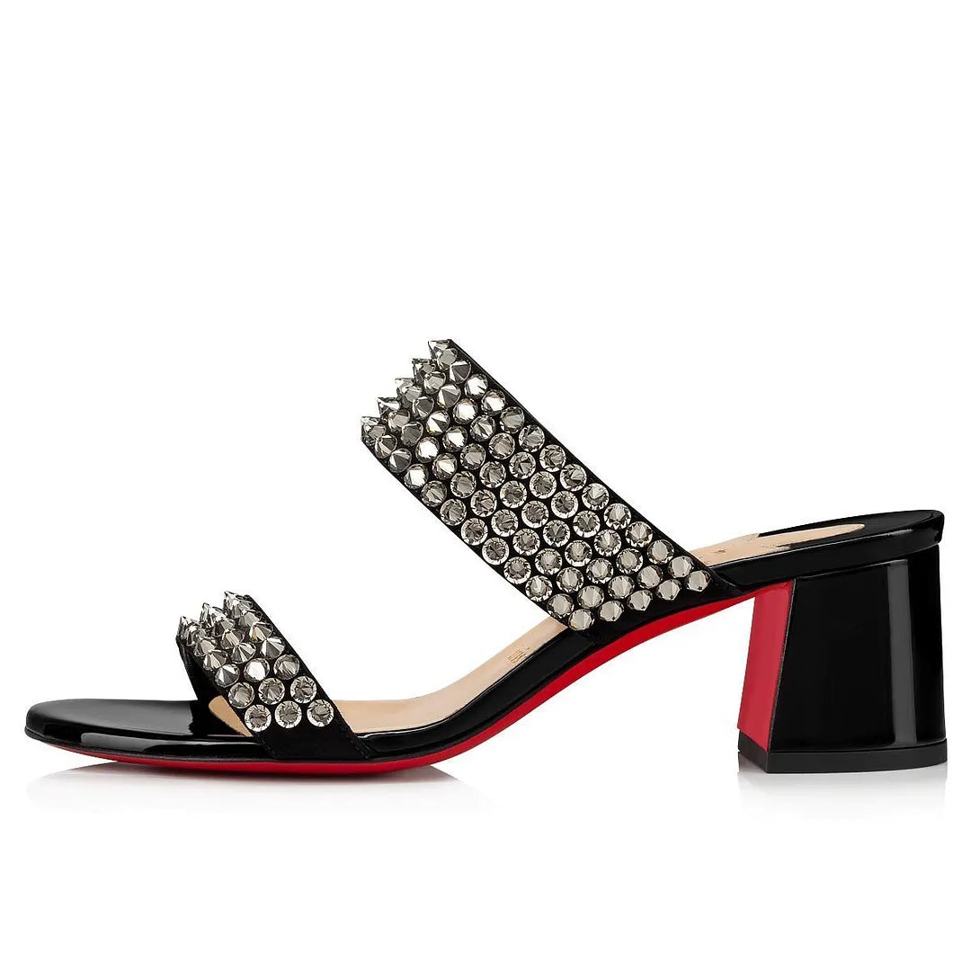 CL 26ss Sandals 55 Crystal Black Beige Patent Leather