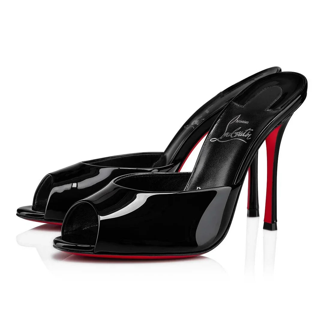 CL 26ss High Heel Mules 100 Black Patent Leather