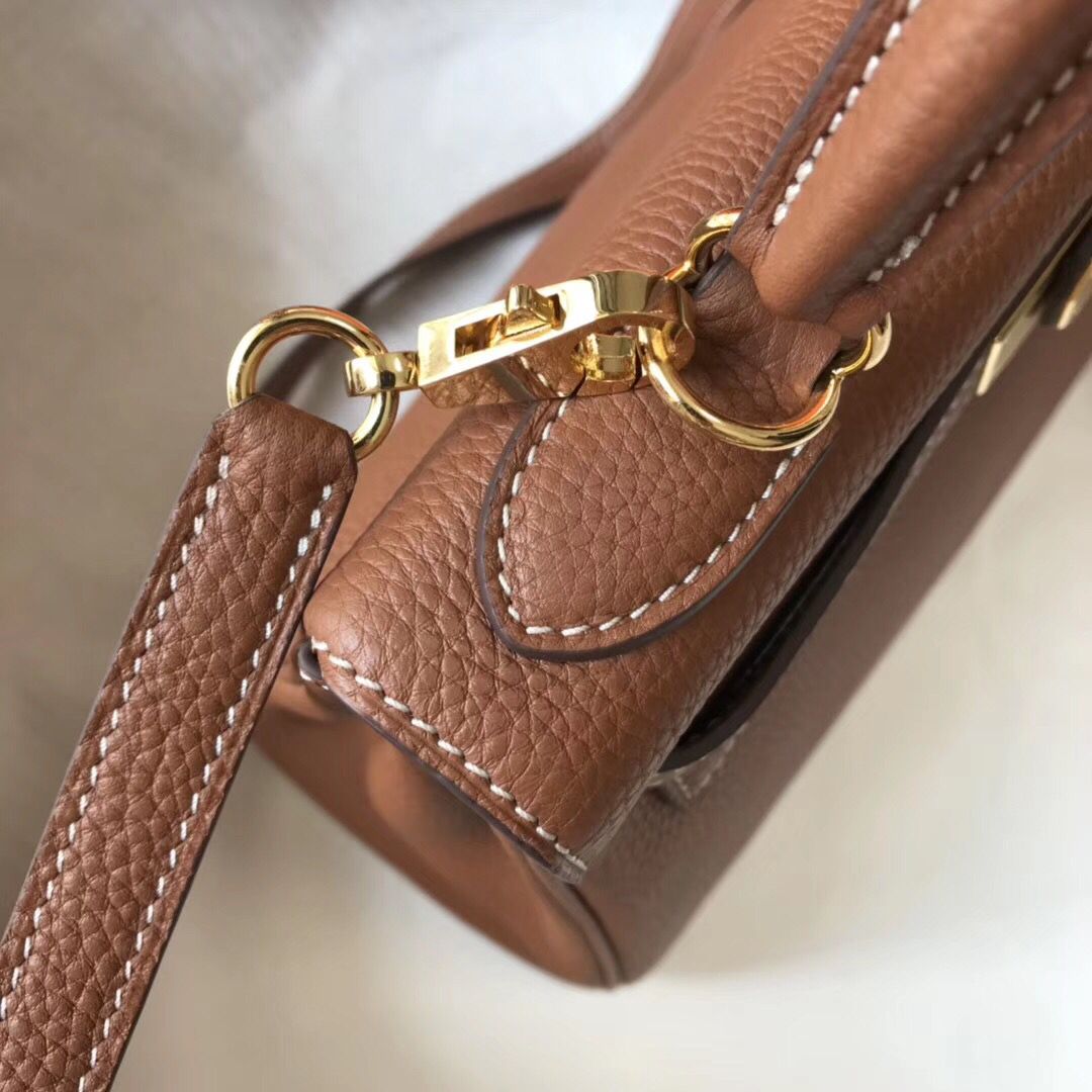HM KELLY 28CM BROWN TOGO LEATHER GOLD HARDWARE