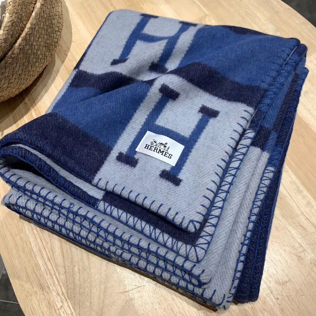 HM Avalon Throw Blanket Marine Wool Cashmere