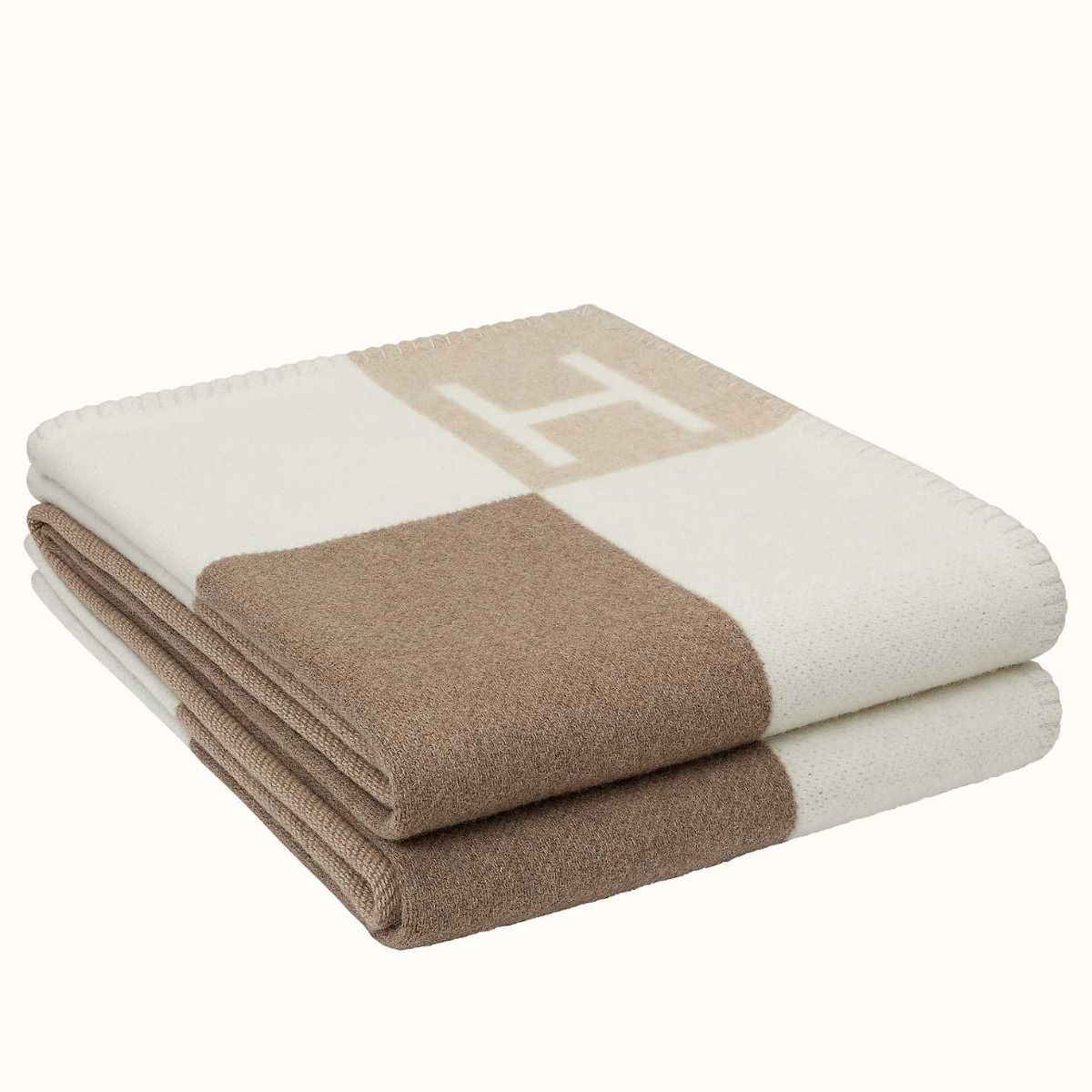HM Avalon Throw Blanket Ecru Naturel Wool Cashmere