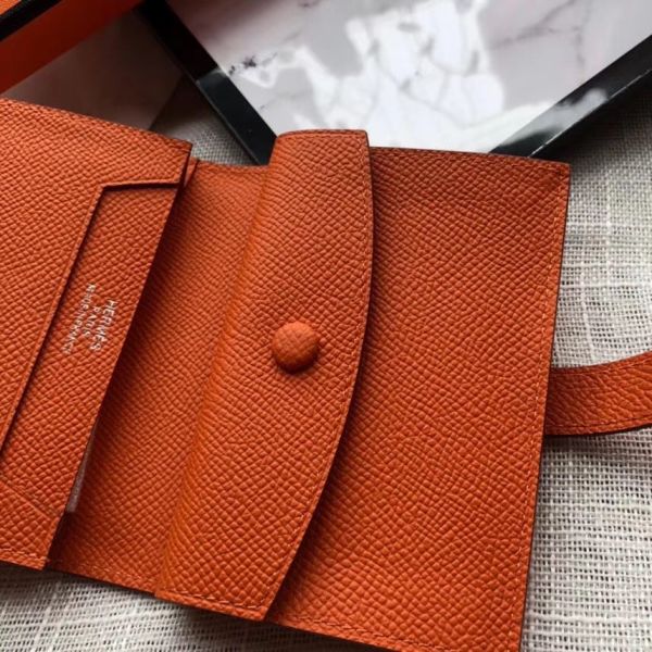 HM Bearn 10cm Mini Wallet In Orange Epsom Leather