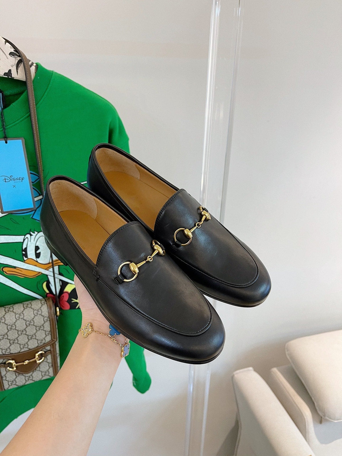 GG LOAFERS MULES BLACK BROWN SOLE