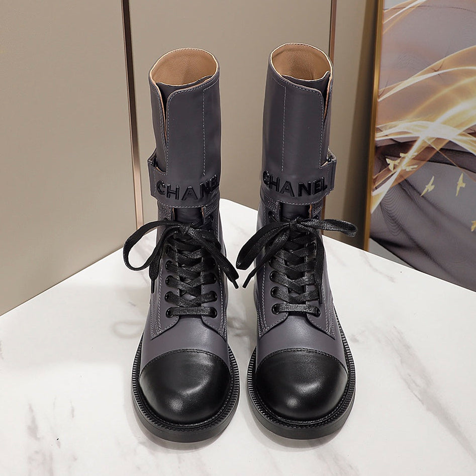 Chanel 2026 Lace-Up Combat Boots Leather Suede 194072